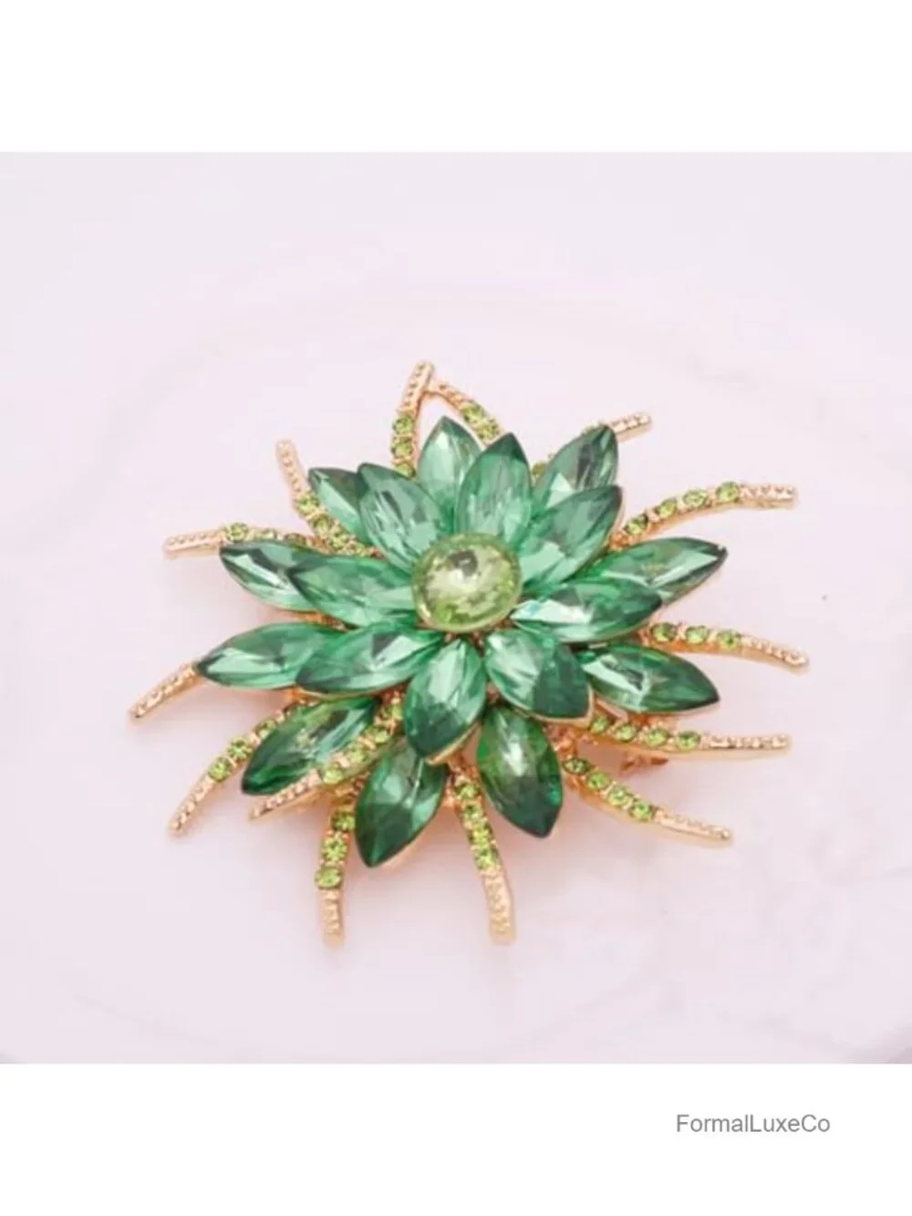 Sparkly Crystal Sunflower Brooch Pin - Gold Plated Cubic Zirconia Statement